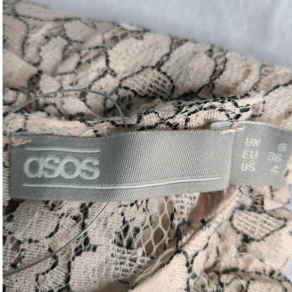 Asos Maternity Pink Black Lace Semi Sheer Long Sleeve Smock Dress Size 4 2226 - Picture 5 of 6